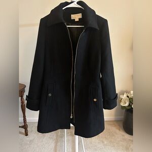 Michael Kors black and gold wool blend coat
